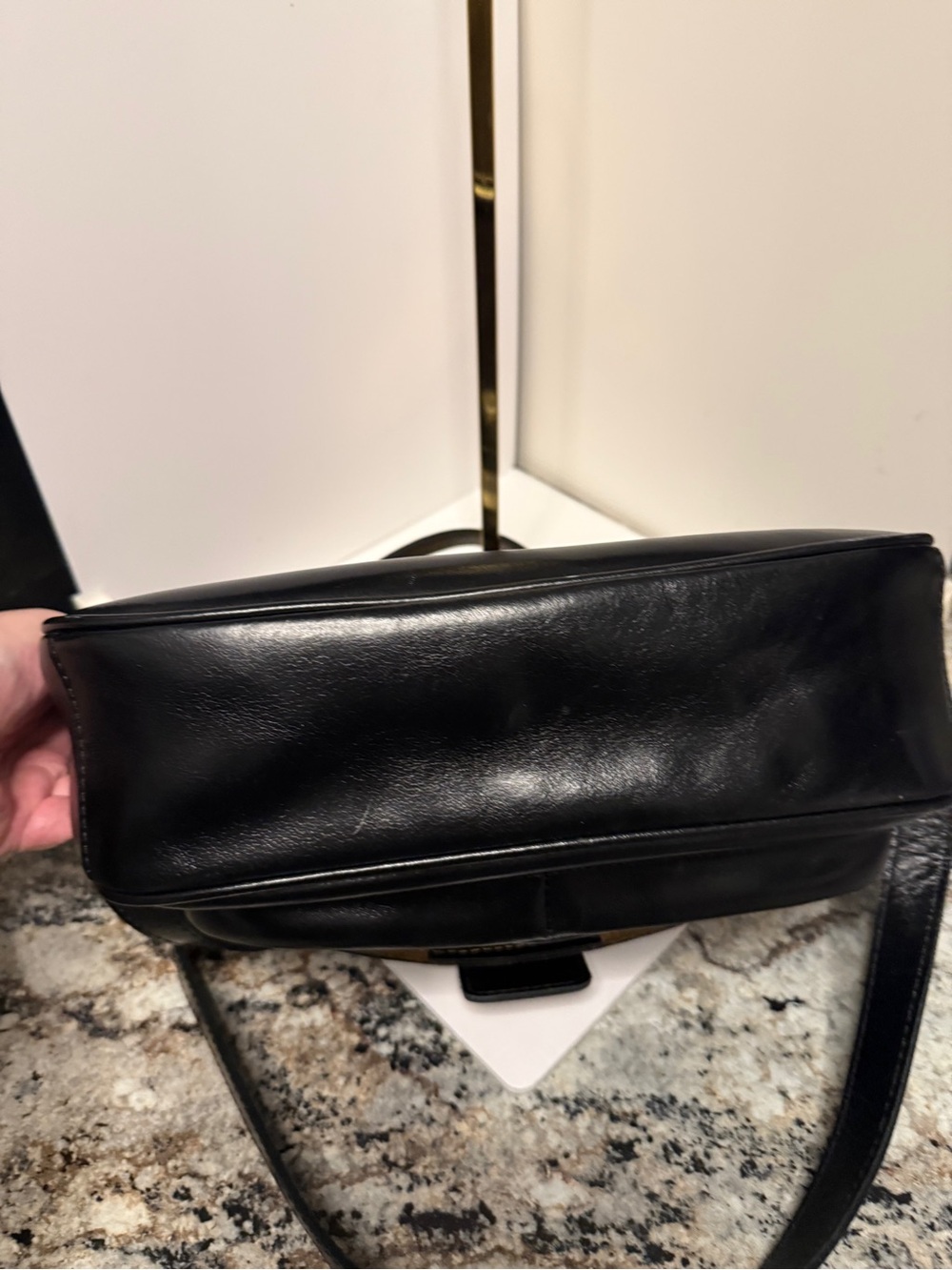 Patricia Nash Classic Black Leather Crossbody Saddle Bag with Decorative Buckle - Picture 4 of 10